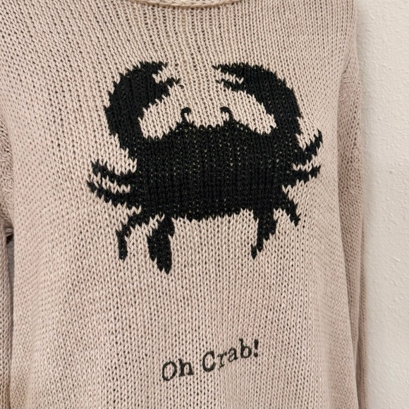 Wooden Ships “Oh Crab!” Knit Sweater M/L Coastal Preppy - Picture 3 of 7